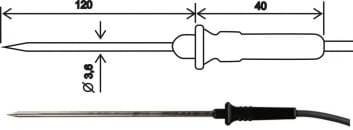 2301-220 Insticksgivare med spets Pt1000, 1 m kabel