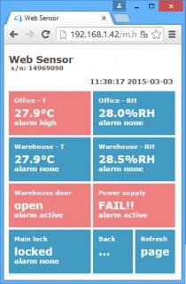 Web Sensor med PoE - Tvakanals termometer-hygrometer med 3xDin & Ethernet