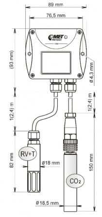 WebSensor - CO2, temperatur & luftfuktighetsmätare med externa givare med Ethernet